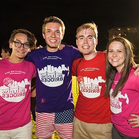 students in bright clothing